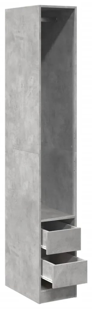 Betonszürke szerelt fa ruhásszekrény 30 x 50 x 200 cm