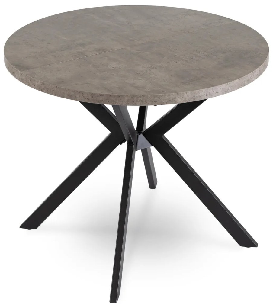 Bővíthető Étkezőasztal Beton/Fekete Színben. LUGO 90-190 cm