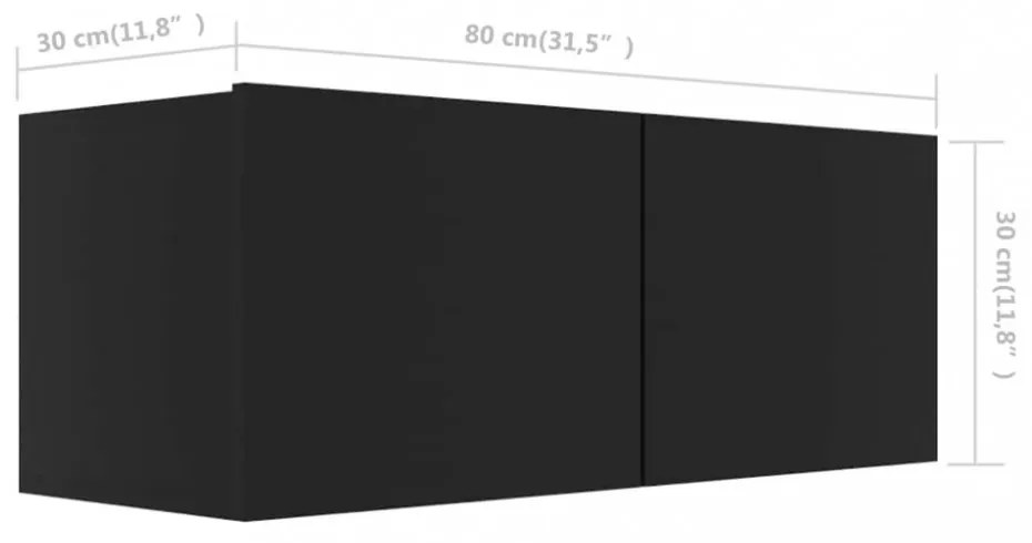 4 db fekete szerelt fa TV-szekrény 80 x 30 x 30 cm
