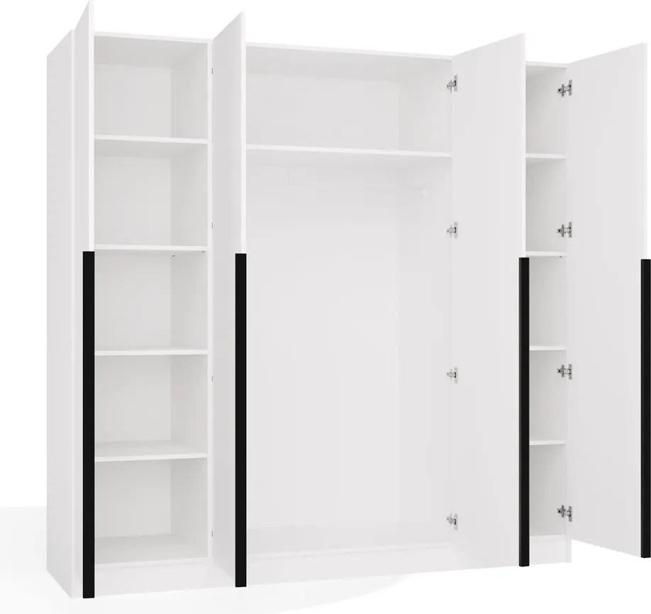 Aldabra SENSO 4D gardróbszekrény 200x56.5x200 cm, fehér-fekete