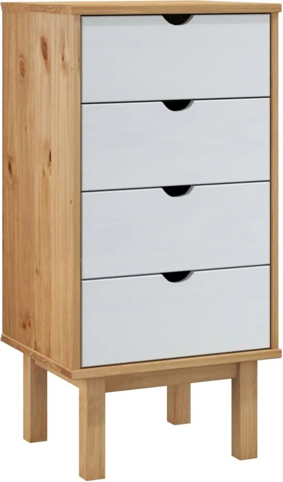 vidaXL OTTA barna és fehér tömör fenyőfa fiókos szekrény 45x39x90 cm