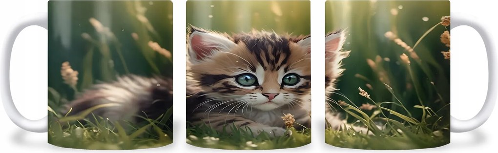 Kerámia Bögre Nyomott Mintával Aranyos Cica Kisállat Ajándék Név