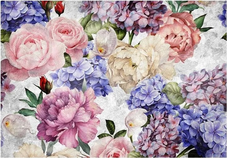 Hálószoba fotótapéta Virágok peonie beton 254x184