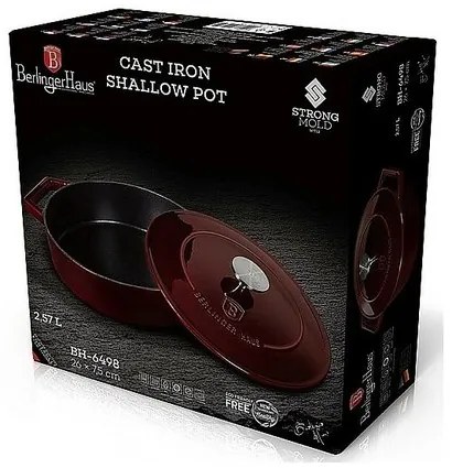 Berlinger Haus Öntöttvas edény fedővel Burgundy Line, 26 cm
