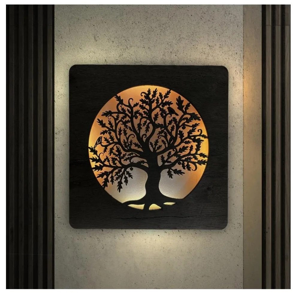 Li-Go 5275/DUB2 - LED fali dekoráció LED/10W/5V 20000 mAh 42x42 cm tölgy + távirányító