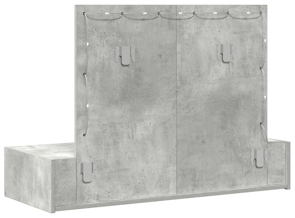 vidaXL Öltözködőasztal tükör lámpákkal Szürke 100 x 40 x 70 cm Faanyag