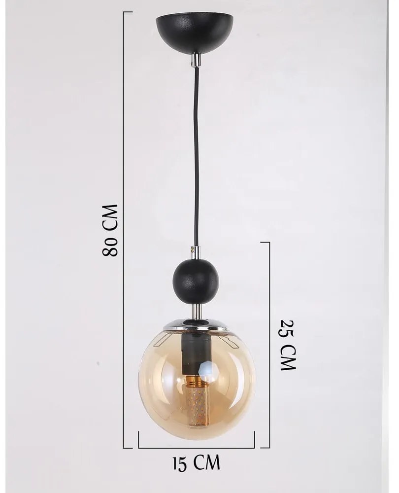 Okkersárga-fekete függőlámpa üveg búrával ø 15 cm Marble – Squid Lighting