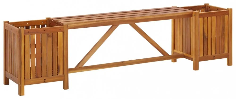tömör akácfa kerti pad 2 virágtartóval 150 x 30 x 40 cm
