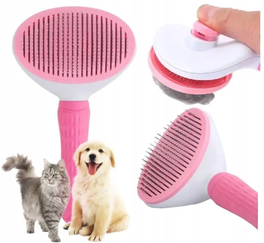 Innovatív kefe a szőr kifésülésére - PETBRUSHY - rózsaszín
