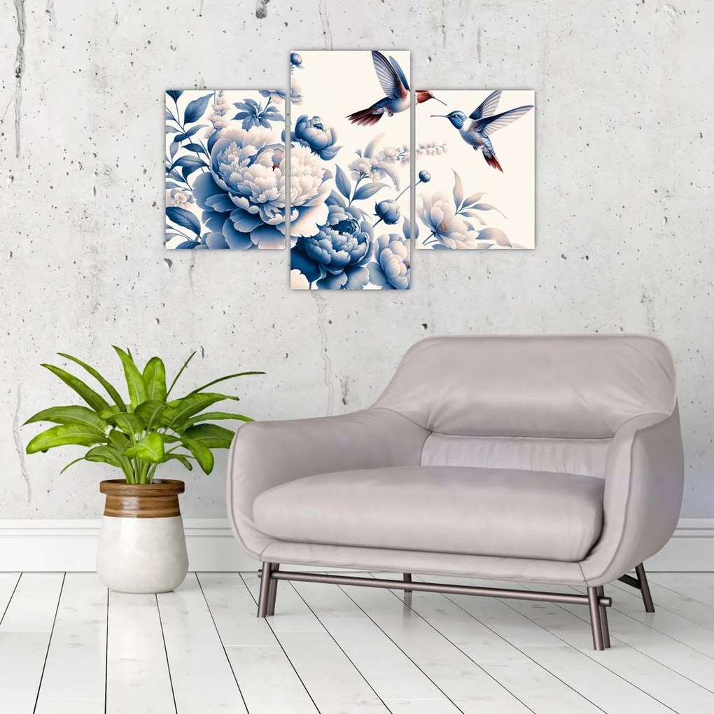 Kép - Kolibrik a virág felett (90x60 cm)