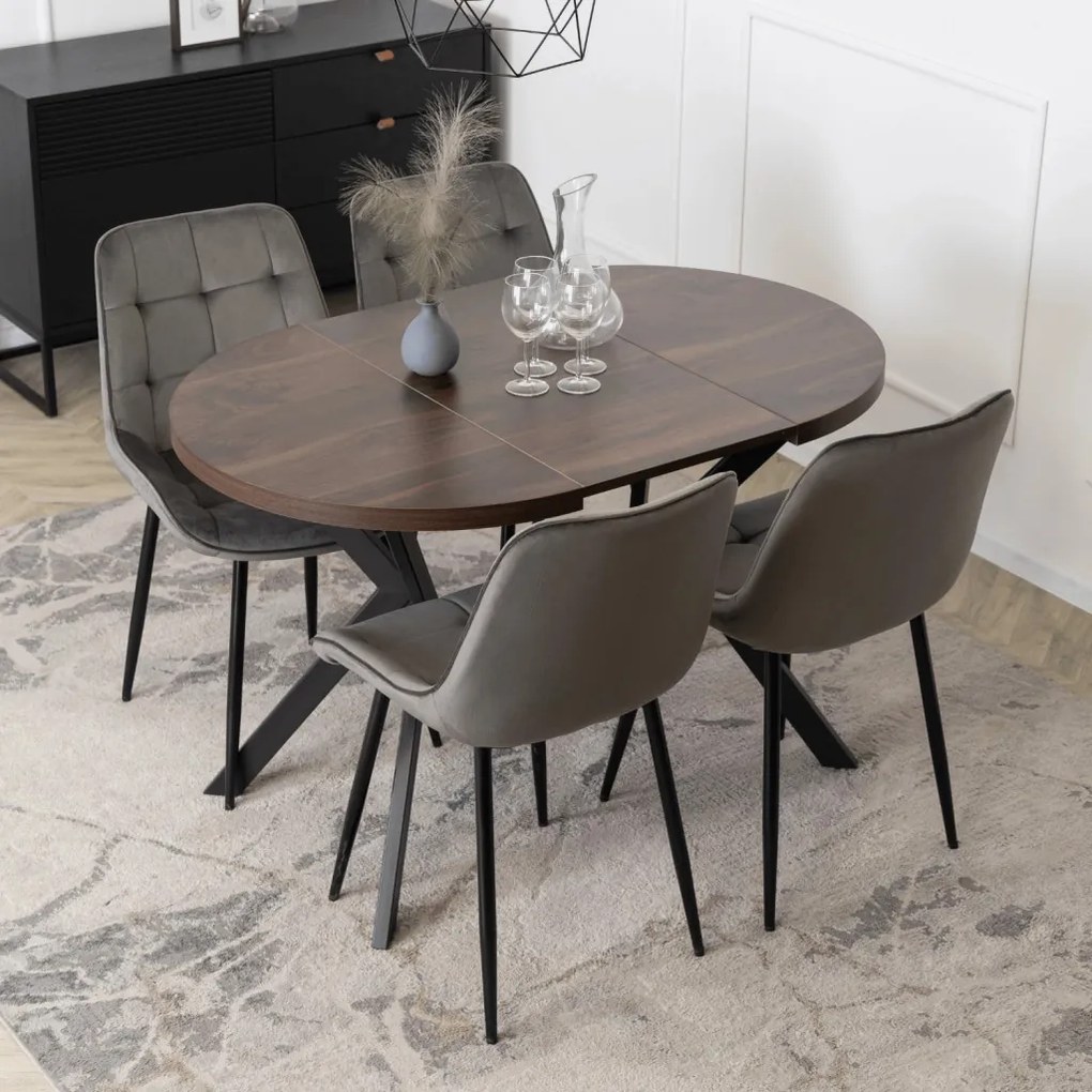 Bővíthető Étkezőasztal Dió/Fekete Színben. DORIAN 80-160 cm