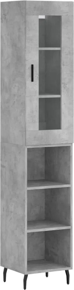 vidaXL betonszürke szerelt fa magasszekrény 34,5x34x180 cm