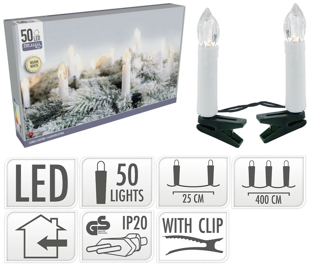 Genazzano karácsonyi fényfüzér, meleg fehér, 50 LED