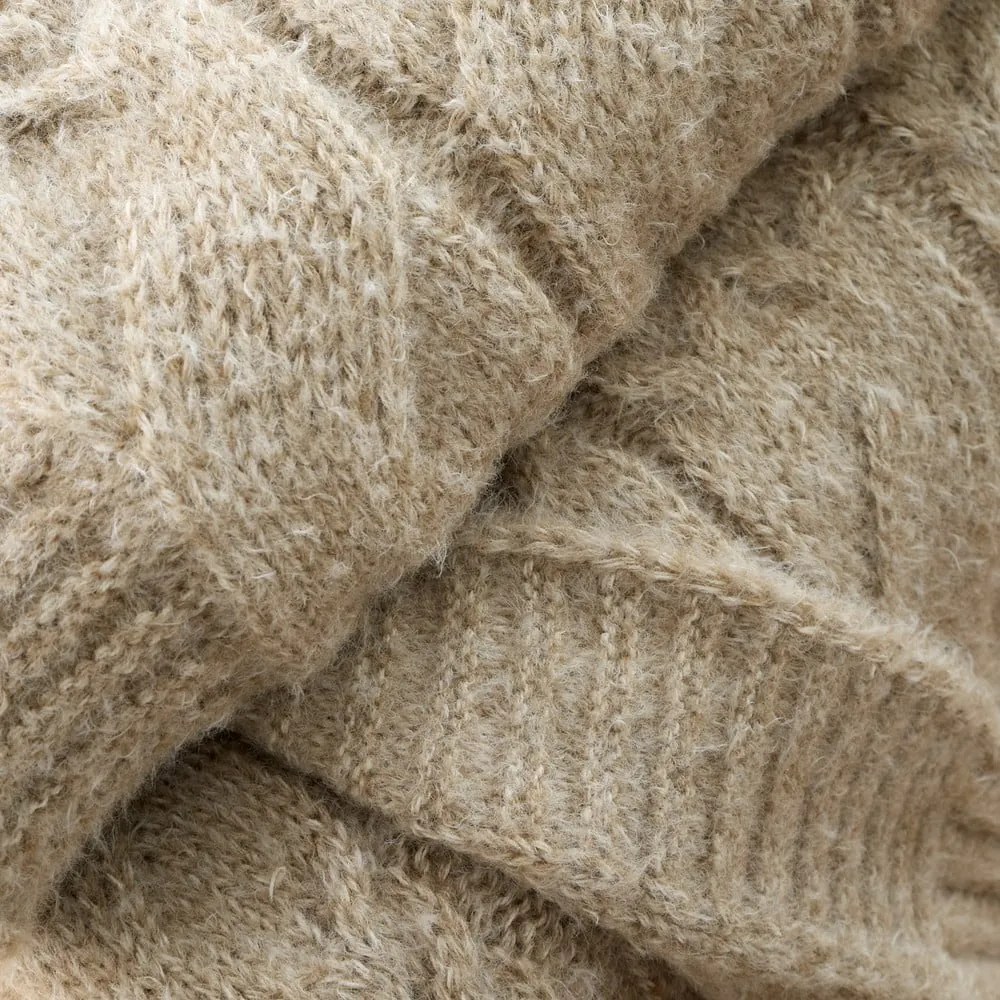 Bézs kötött takaró 150x200 cm Cable Knit – Bianca