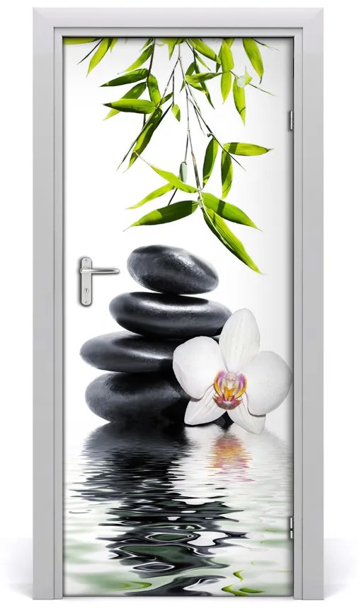 Poszter tapéta ajtóra Orchidea és kövek 75x205 cm
