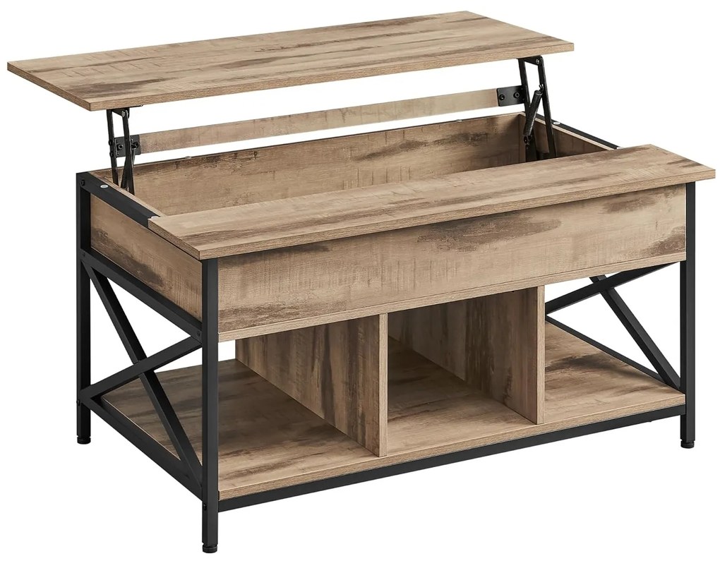 LUBOR állítható magasságú konferencia asztal, 60x100x(48-62)cm, tevebarna/fekete Vasagle