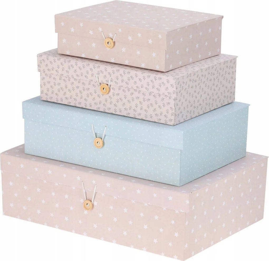 Kartondobozok Apróságok Fedéllel Rózsaszín Gyerekeknek 4 db-OS Szett
