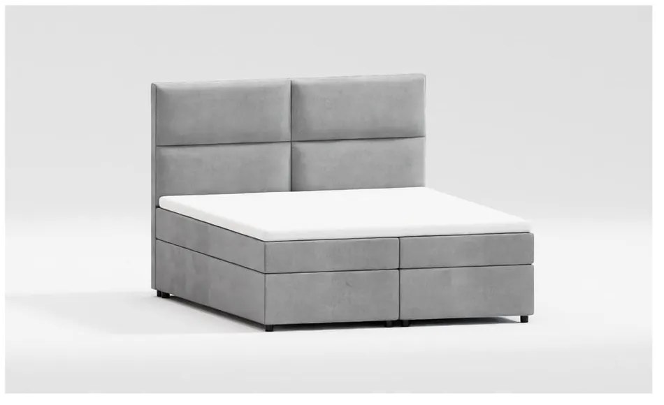 Világosszürke ágyneműtartós boxspring ágy 140x200 cm Rico – Ropez