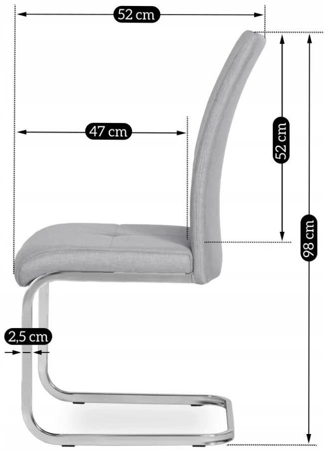 Szánkótalpas Étkezőszék Szürke Színben. SCOT