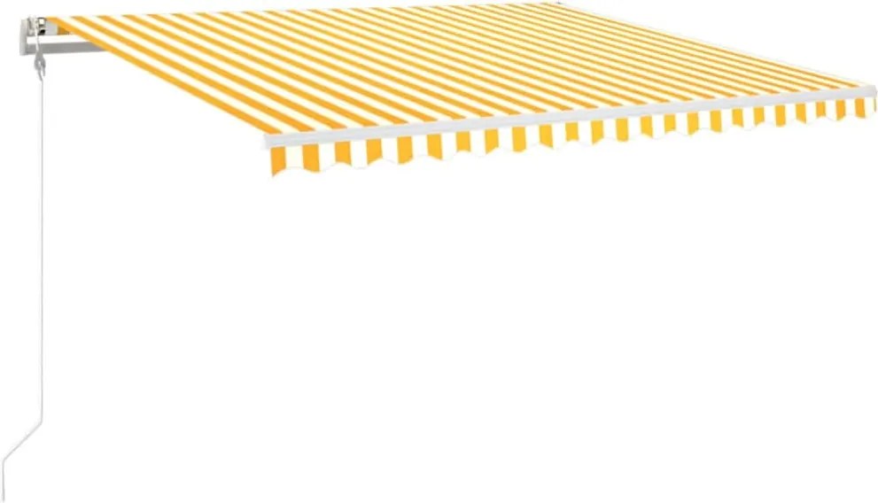 vidaXL sárga-fehér szélérzékelős és LED-es napellenző 400x350 cm