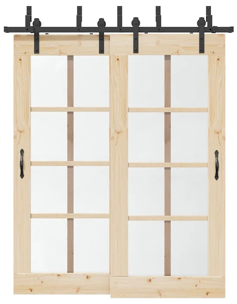 fekete acél tolóajtó fémszerelék készlet 183 cm