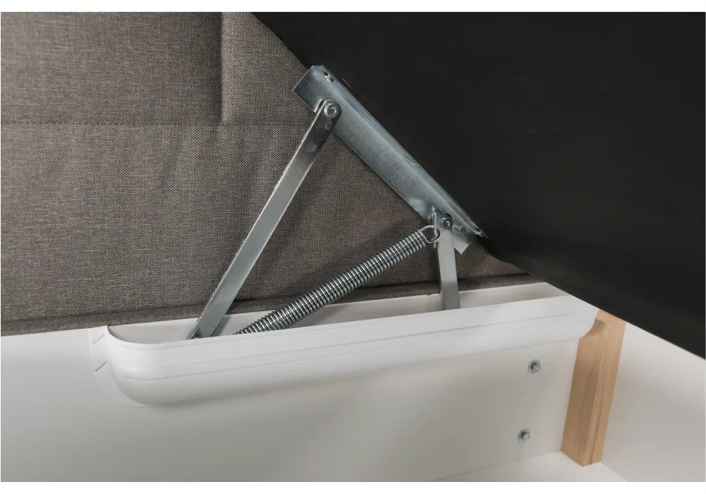 Boxspring típusú ágy 160x200, szürkésbarna taupe, FERATA TV KOMFORT