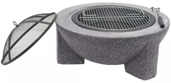 Hordozható tűzrakóhely rácssal 74x30 cm fekete/sötét gránit