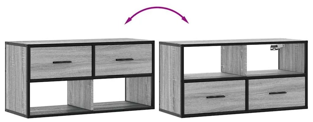 szürke sonoma színű szerelt fa és fém TV-szekrény 80x31x39,5 cm
