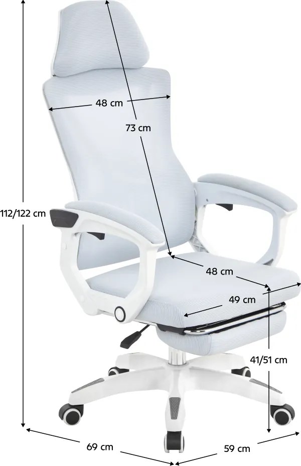 Irodai szék, világosszürke/fehér, teherbírás 150 kg, MALVIN