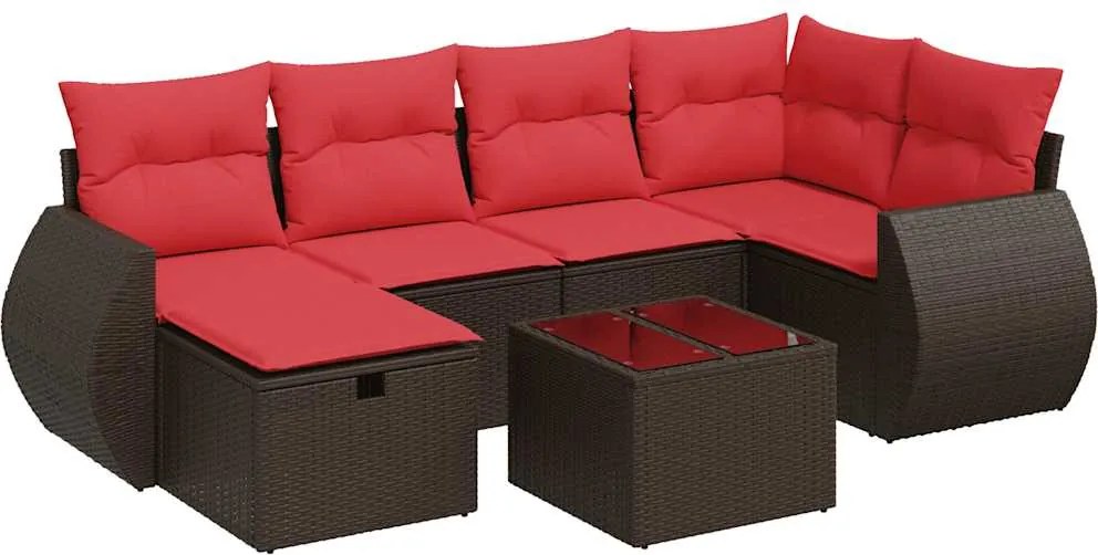 vidaXL 7 részes barna polyrattan kerti ülőgarnitúra párnákkal