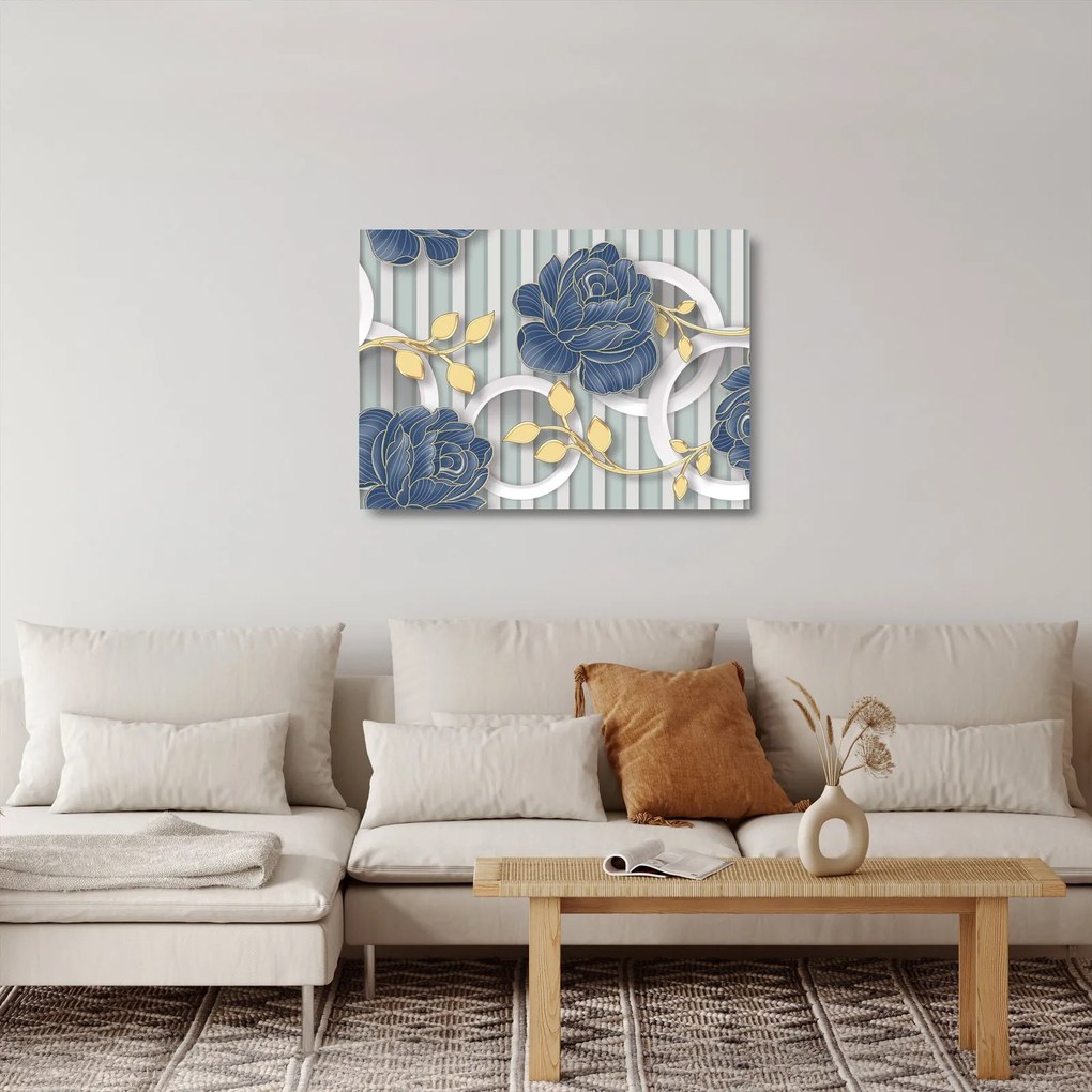 Kép - Rózsák és körök (üvegen) (70x50 cm)