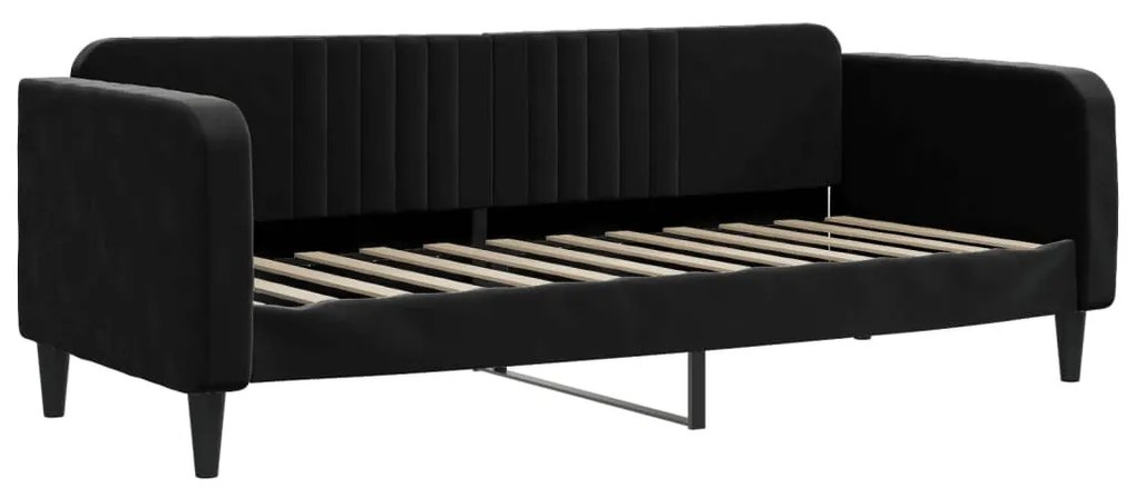 fekete kihúzható bársony heverő 80 x 200 cm