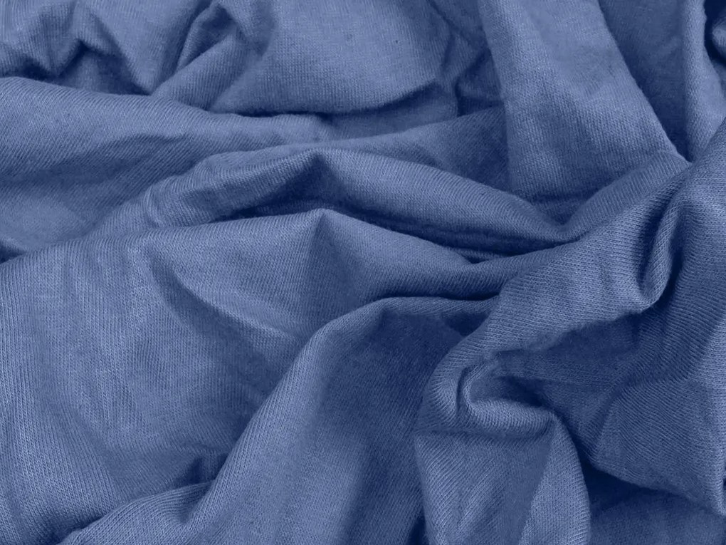 Jersey gumis lepedő lycrával kék, 90 x 200 cm