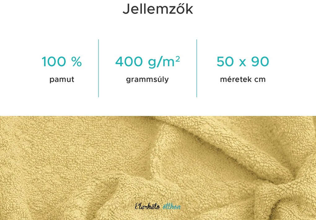 Basic sárga törölköző 50 x 90 cm, 100% pamut