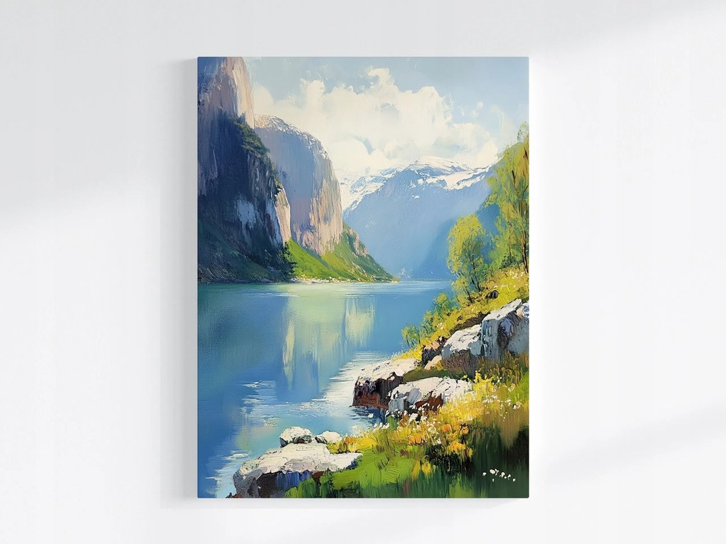 Poszter Skandinávia Norvégia Fjord Hegyek Tó 60x80