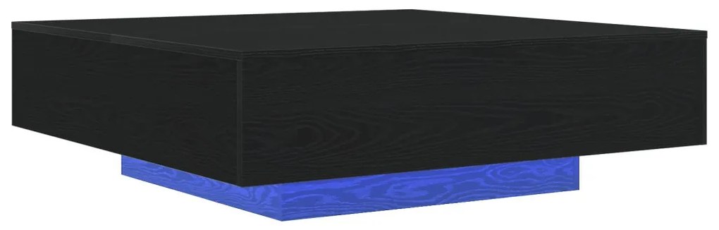 LED lámpás kávézóasztal fekete tölgy 100x100x31 cm
