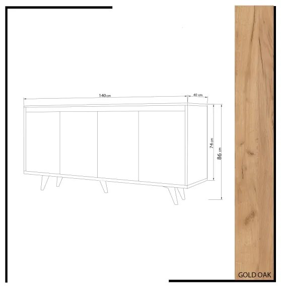 SHANS komód 86x140 cm barna/fehér