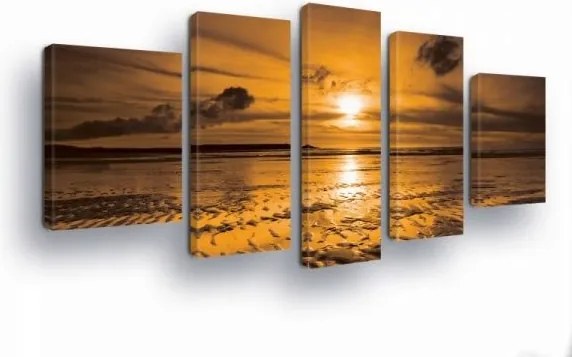 Vászonkép 170x100 Naplemente tenger tengerpart ég felhők tájkép