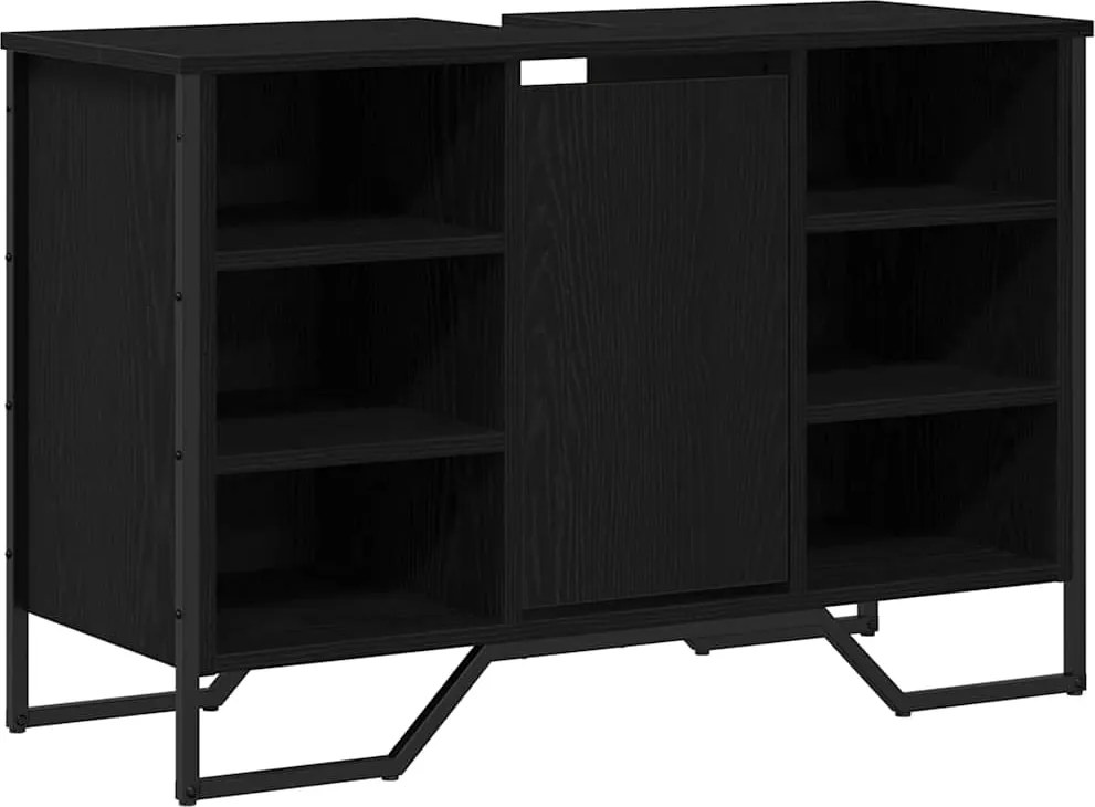 vidaXL Fürdőszobai mosdószekrény Fekete tölgy 91 x 35 x 60 cm Faanyag