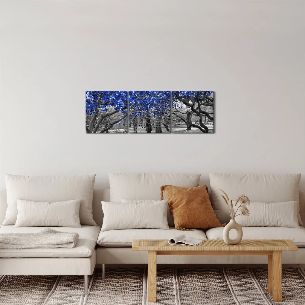 Kép - Kék fák, Central Park, New York (órával) (90x30 cm)
