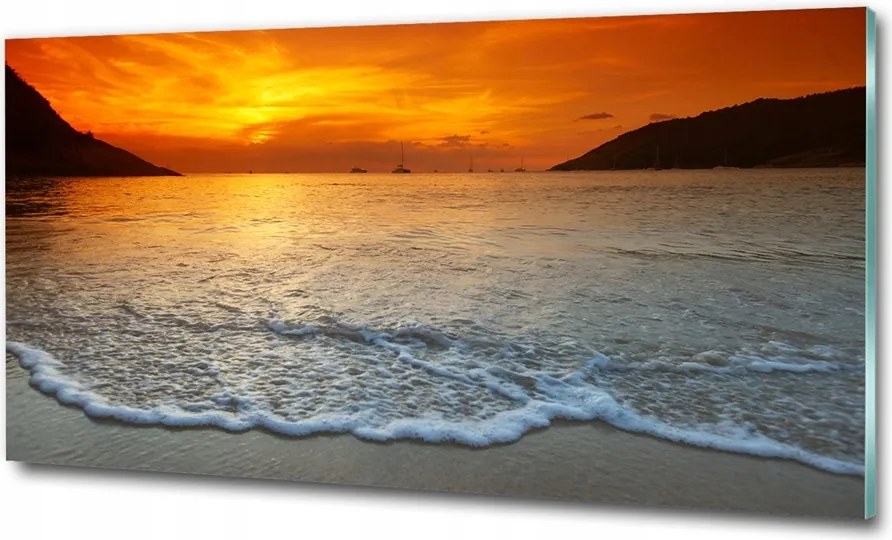 Fotó üvegkép Naplemente tenger 100x50