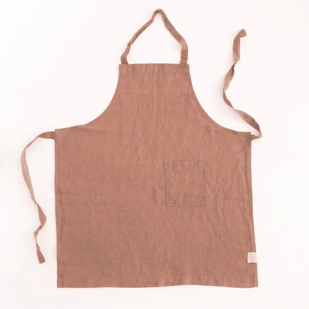 Regular narancssárga gyerek len kötény, 57 x 47 cm - Linen Tales