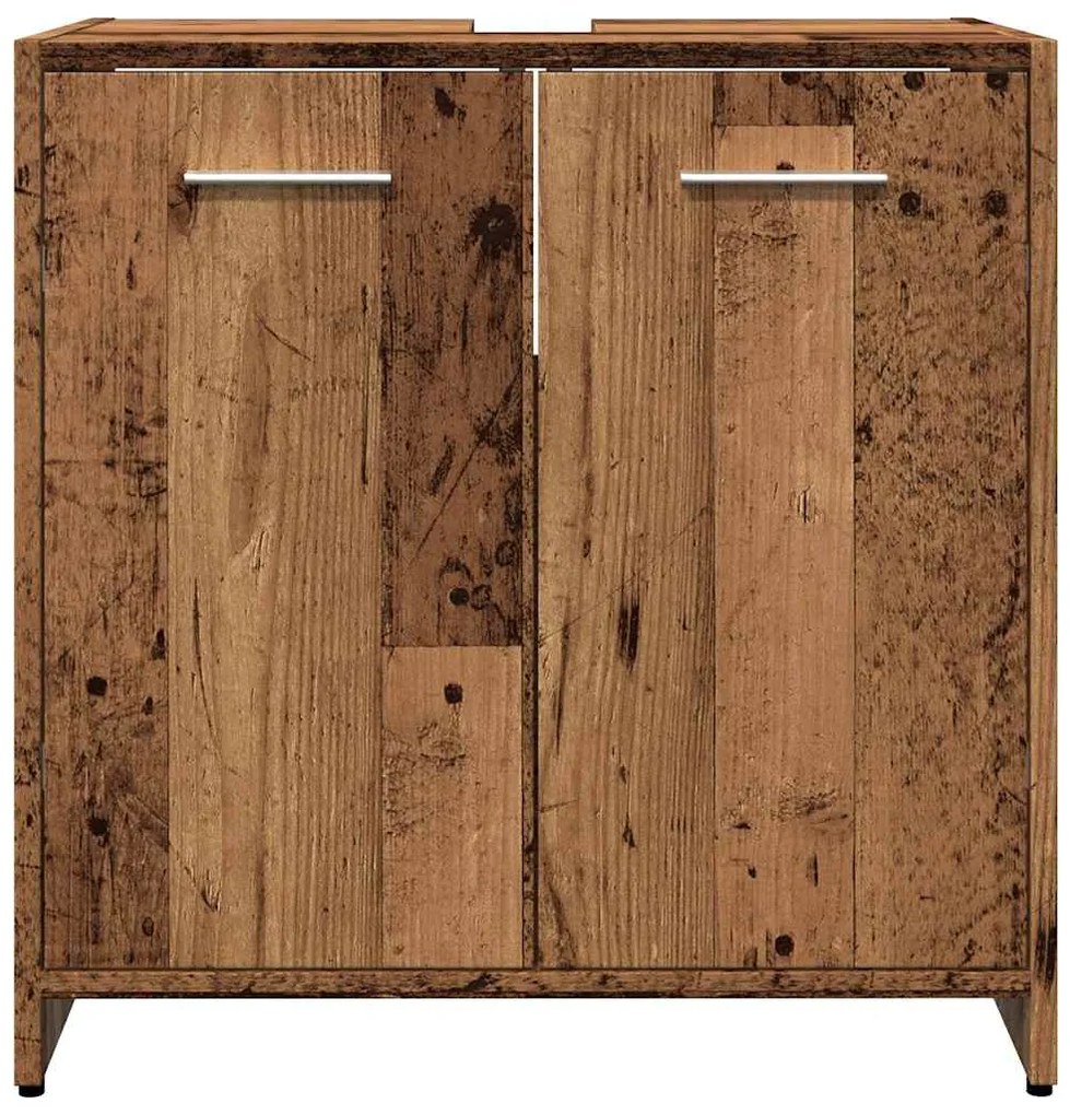 antik fa színű szerelt fa fürdőszobai mosdószekrény 60x33x60 cm