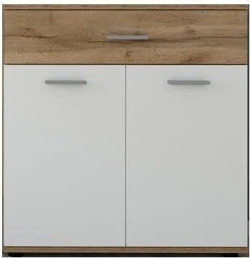 Komód 2 ajtóval és 1 fiókkal Wotan tölgy / fehér színkombinációban – SANTO E