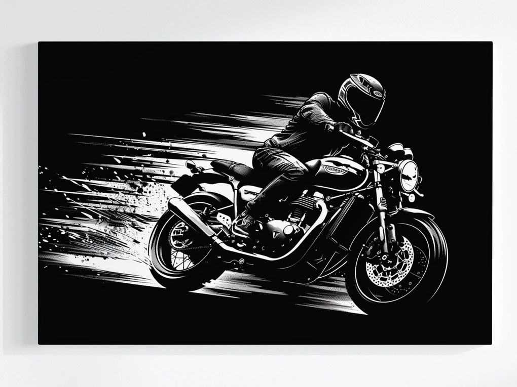 Dinamikus Poszter Motorkerékpár Sebesség Fekete-fehér 120x80