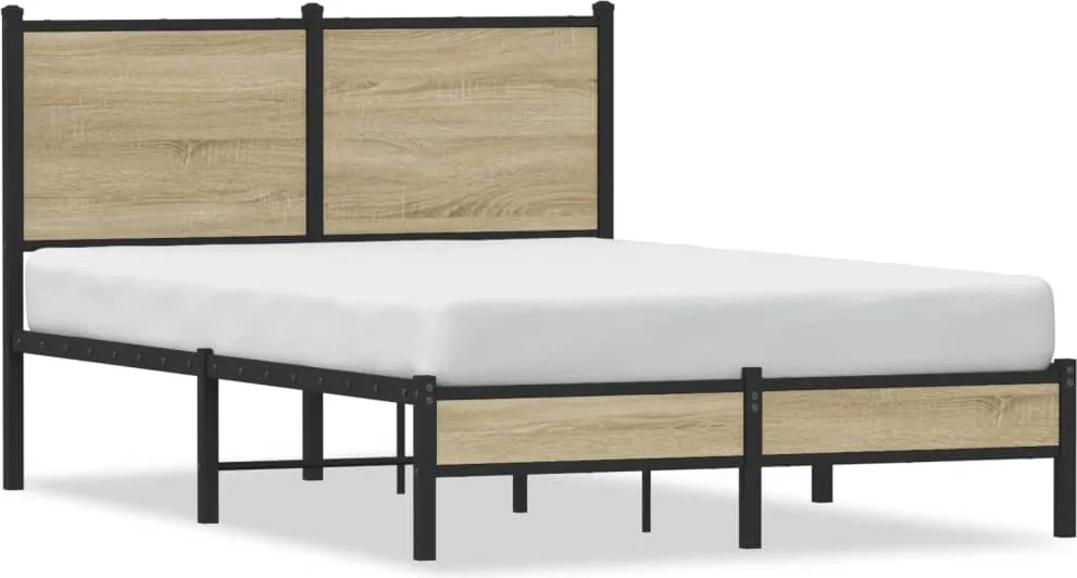 vidaXL sonoma tölgy színű fém ágykeret matrac nélkül 120 x 190 cm