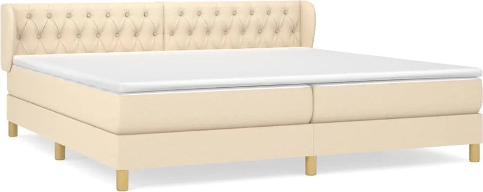 vidaXL krémszínű szövet rugós ágy matraccal 200 x 200 cm