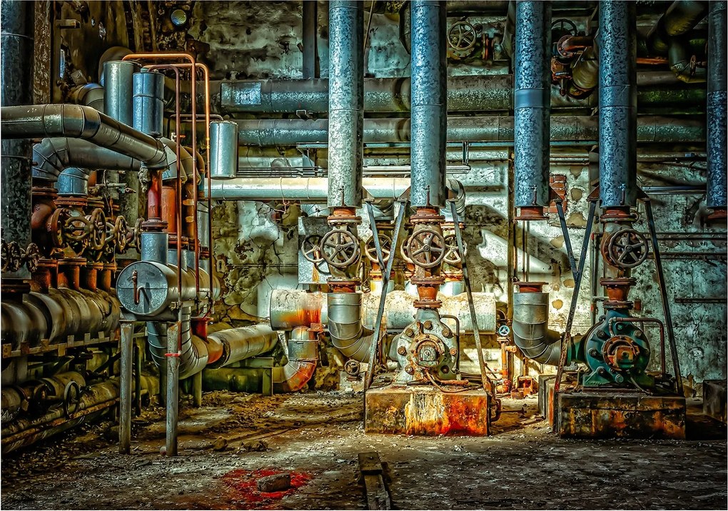 Flizelin fotótapéta Ipari Loft Factory Retro fal 416x254 +ragasztó