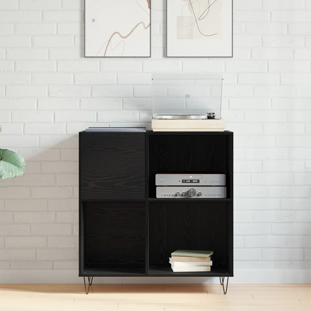 Rekord Szekrény Fekete Tölgy 84,5x38x90 cm Rétegelt Fa