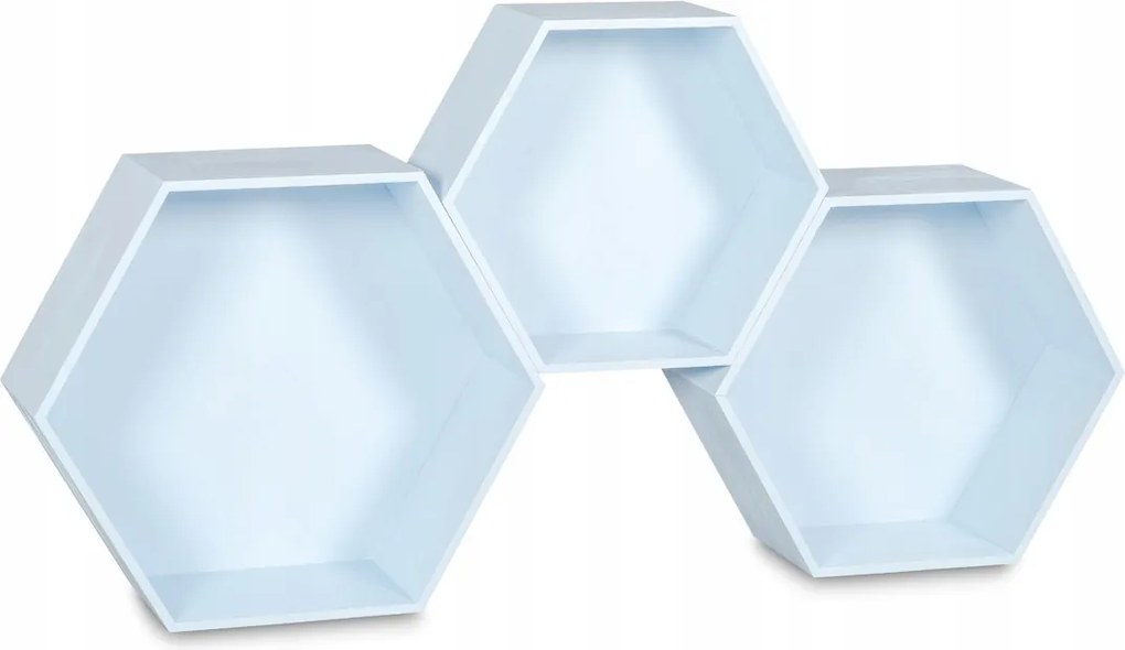 Fali Polcok Fa Méhsejt Hexagon Lógó Dekoratív 3 Db